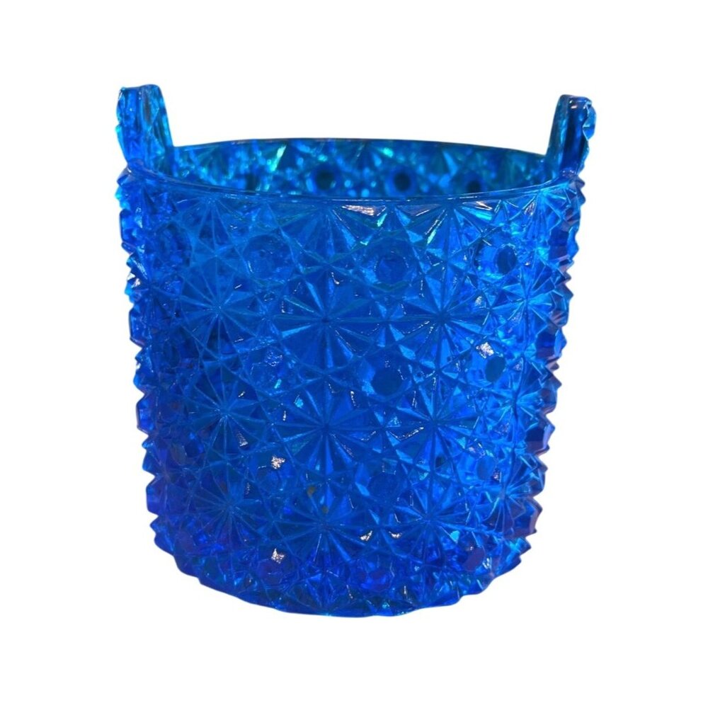 Vtg Fenton Daisy & Button Blue Pressed Glass Candy Jar Missing Lid Decorative Ac - Picture 1 of 4